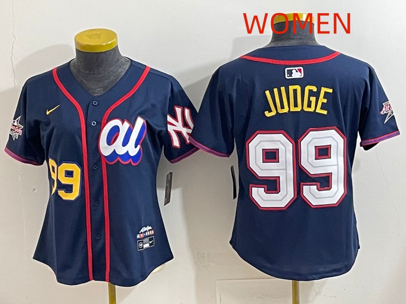 Women 2025 New York Yankees #99 Judge dark Blue All star Nike MLB Jersey style 005